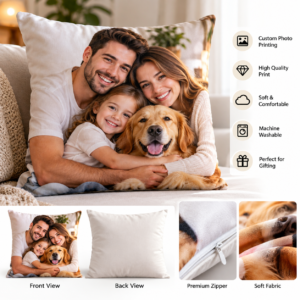 Custom Photo Printed Pillow – Personalized Cushion for Home & Gifting